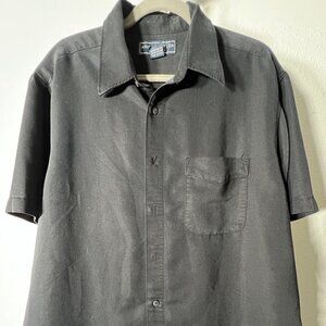 VTG Andrew Fezza New York Black Short-Sleeve Button-Up w Pocket SZ XL